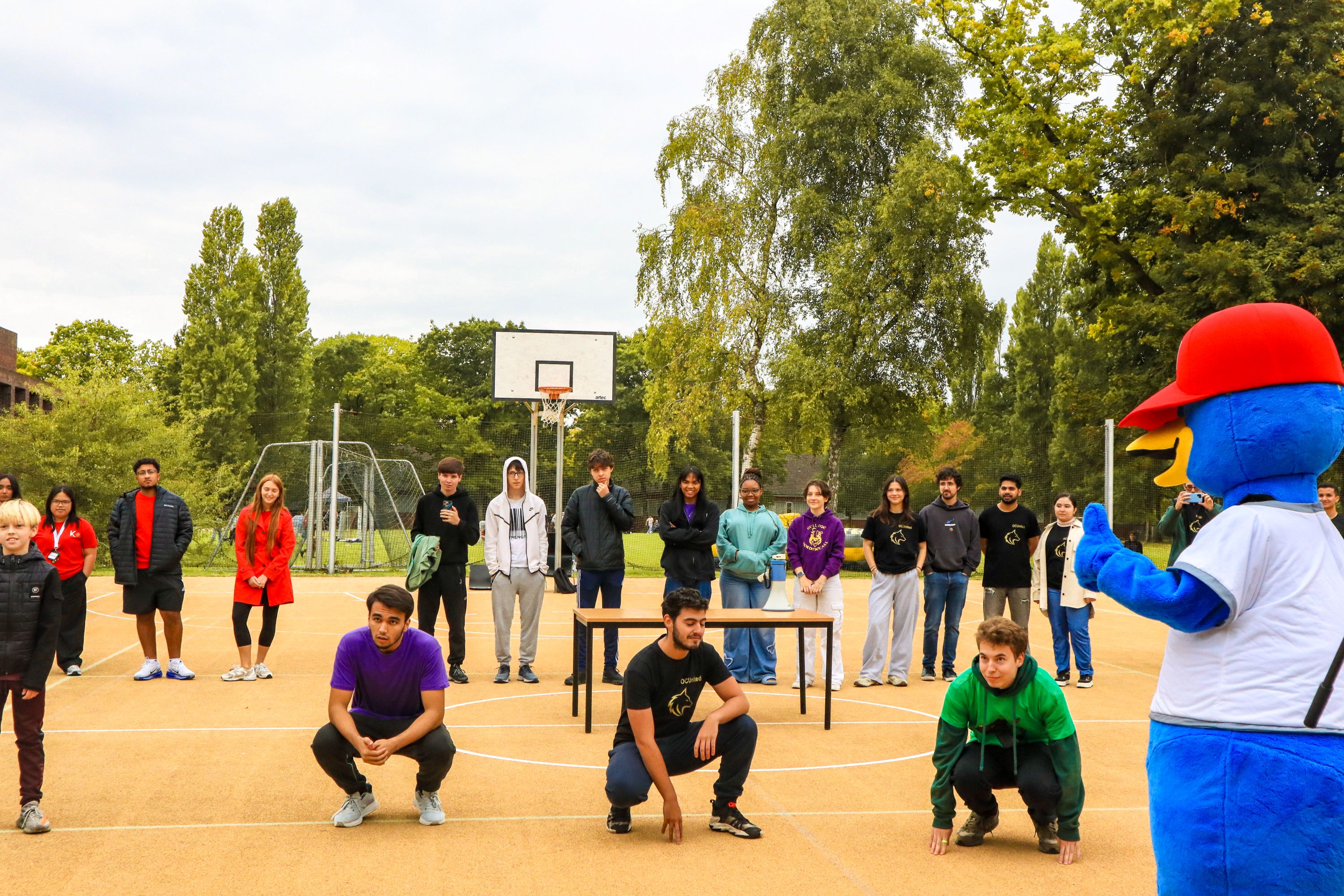 Students together for a university wide sports event.