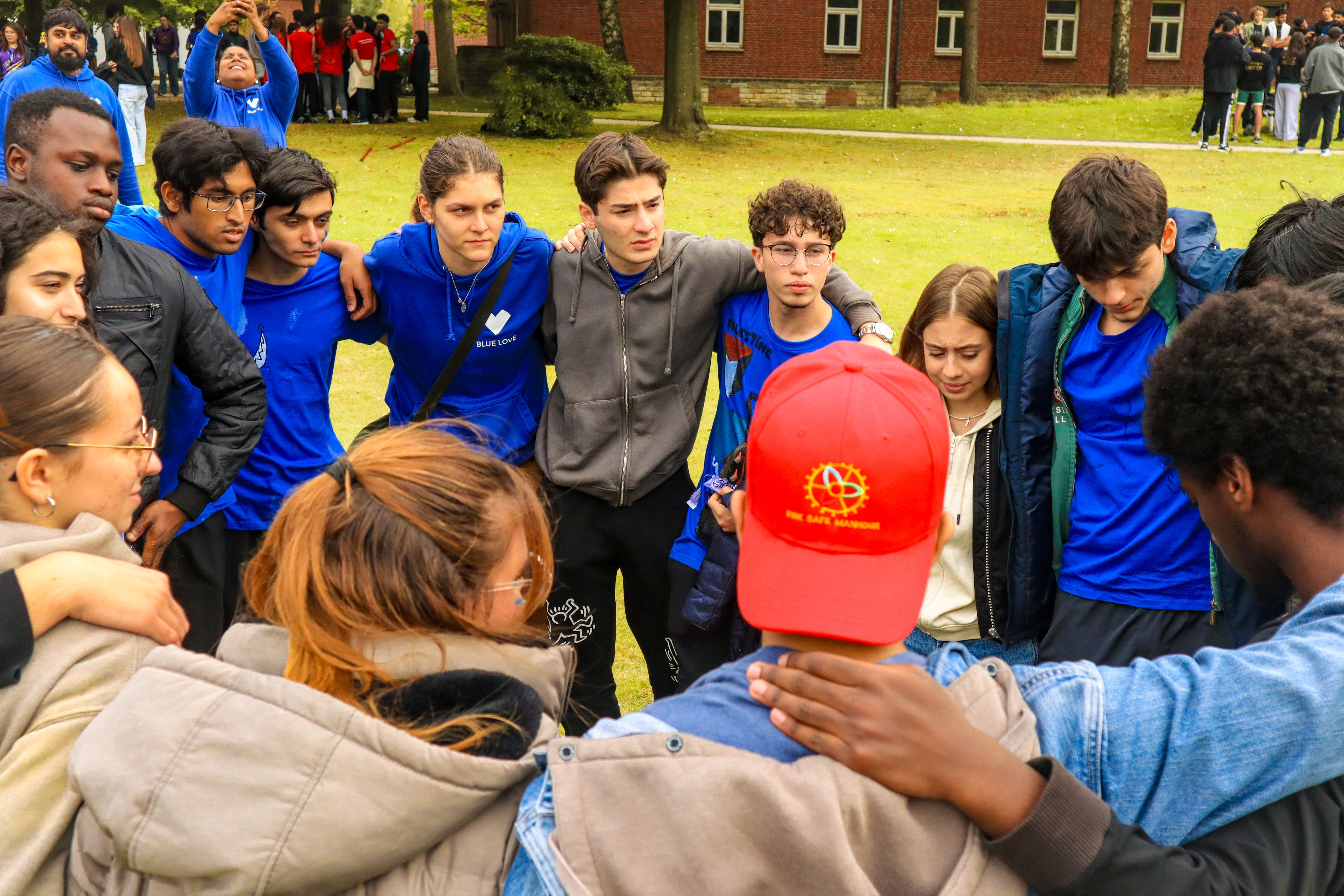 Students together for a university wide sports event.