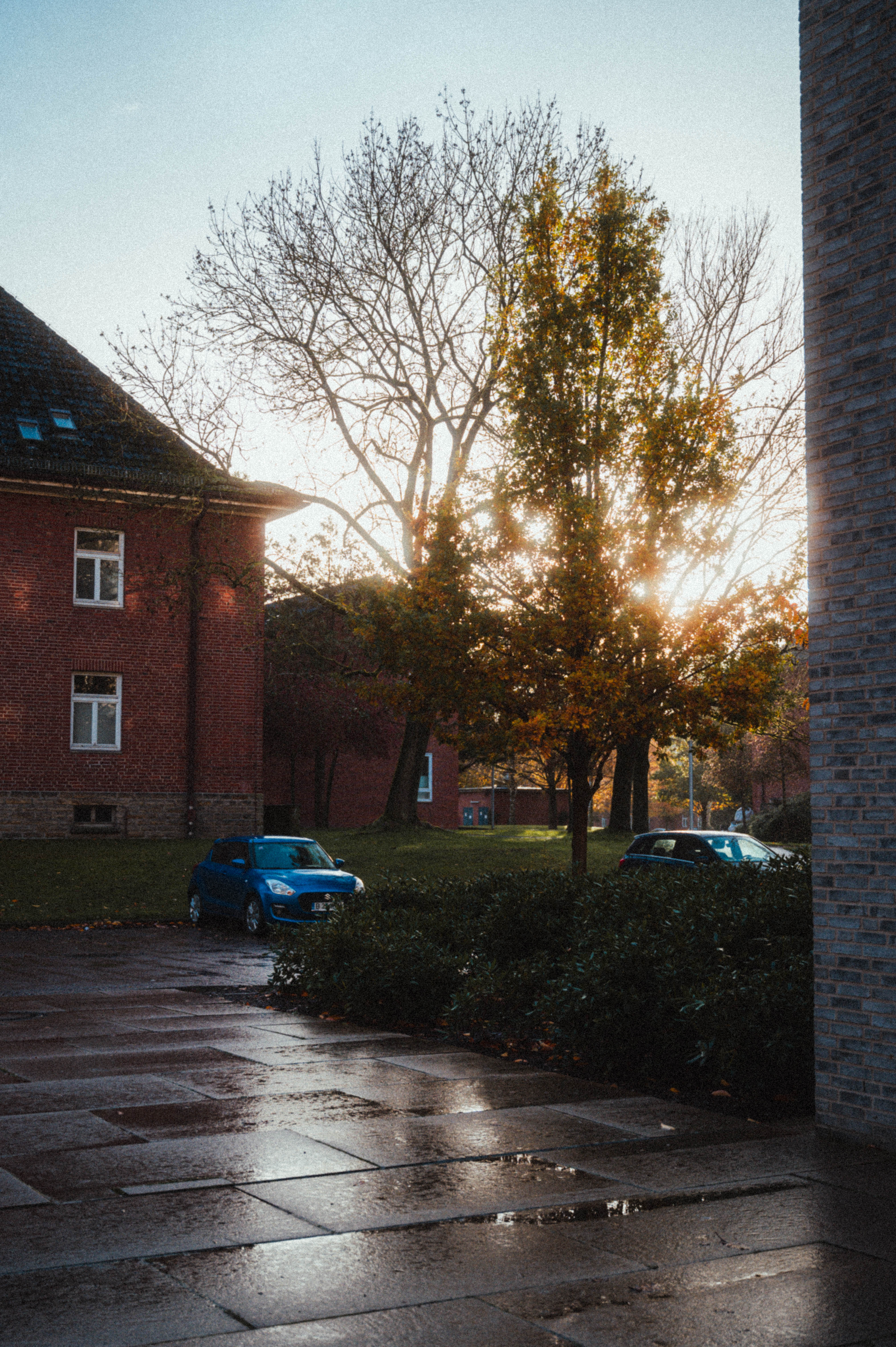 A rainy constructor campus 