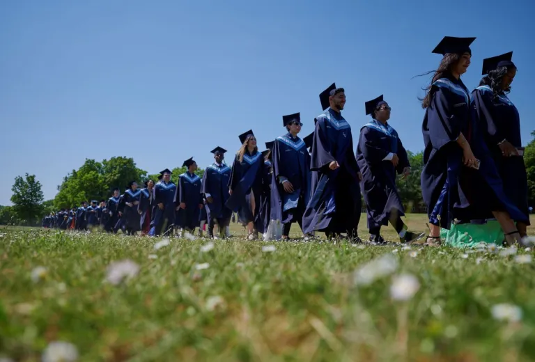 Students on their way to graduation