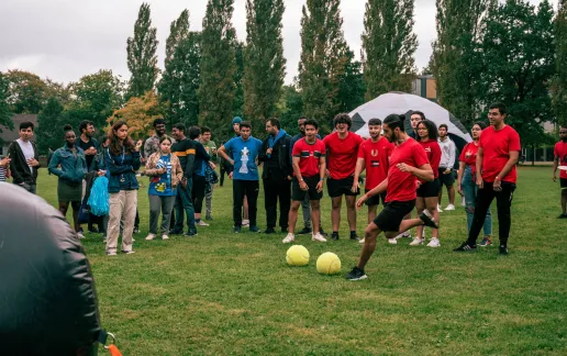 Krupp Students playing Soccer