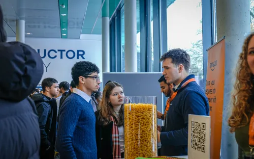 Socializing and browsing career fair