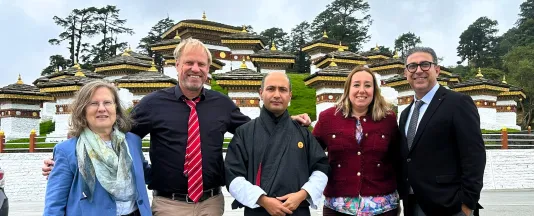 Constructor University's Carol Damm, Christoph Lattemann, Hande Baltacci and Cağri Bulut met with leadership at the Royal University of Bhutan.