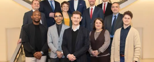 Winners of the 2025 Bremen Thesis Award (Bremer Studienpreis), including Constructor University’s Emeka Achugo and Dr. Tridib Banjeree (front row, first and second from left).
