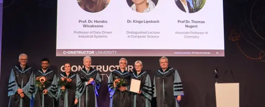 Teaching excellence: professors Hendro Wicaksono, Kinga Lipskoch and Thomas Nugent honored as Constructor University’s 2025 Teachers of the Year.