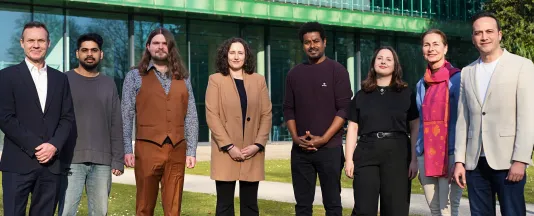 Recipients of the Wolfgang Ritter Foundation PhD scholarship pose with Constructor University leadership.