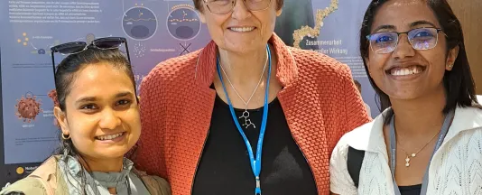Dr. Vinaya Siby (right) with Nobel Laureate Katalin Karikó (middle), recipient of the 2023 Nobel Prize in Physiology or Medicine.