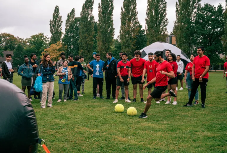 Students playing football