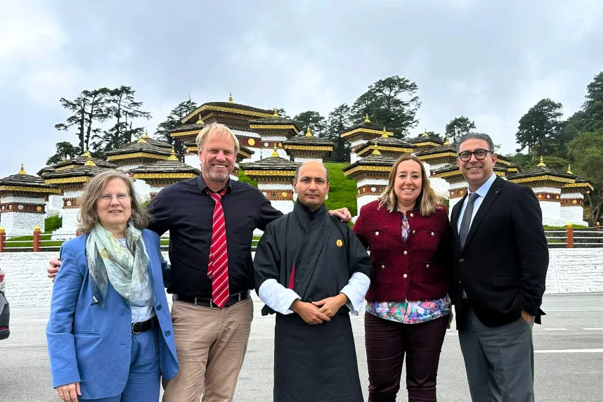 Constructor University's Carol Damm, Christoph Lattemann, Hande Baltacci and Cağri Bulut met with leadership at the Royal University of Bhutan.