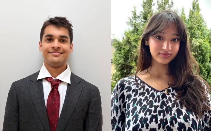 CUFA scholarship winners 2026: Pranav Satish and Kaushtuvi Thapa.