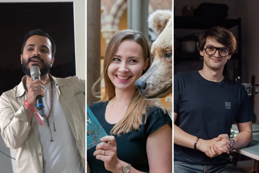 2026 alumni award winners (from left): Ali Alam, Joanna Bagniewska, Cornel Amariei