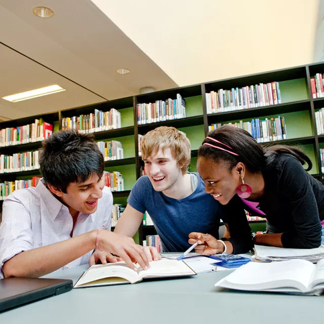 students in the library